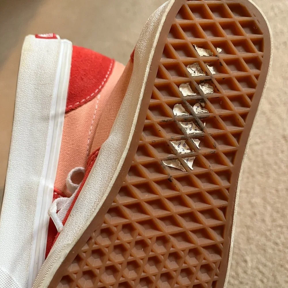 Madewell x Vans | Size 6.5 | Poppy Red Suede & Coral Peach Canvas | Gently Used - Picture 10 of 11